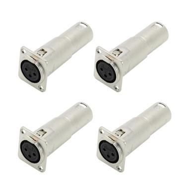 Imagem de Adaptador de áudio XLR fêmea para macho, 4 pinos, design de trava de trava, conexão de tomada estável para estúdio de gravação e ao vivo