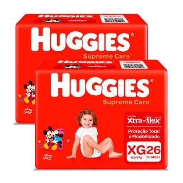 Imagem de Kit 2 Fralda Huggies Supreme Care Tamanho XG Mega 26 Unidades Descartá