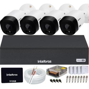 Imagem de Kit 4 Câmeras Intelbras vhl 1120b Dvr Mhdx 4 Canais Ssd 512gb