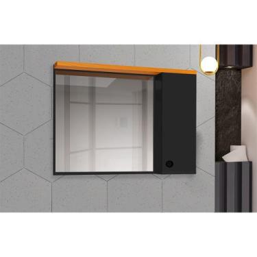 Imagem de Espelheira para Banheiro Armário Suspenso Madri Preto - REDE MOVEIS