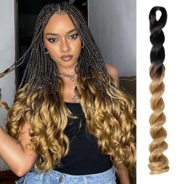 Imagem de Cachos franceses ondulados soltos tranças de crochê 100 g 61 cm 1 pacote de cabelo trançado encaracolado pré esticado cabelo trançado saltitante - extensões de cabelo sintético ondulado solto para