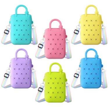 Imagem de Bulyoou 6 peças mini bolsa de silicone para praia com orifício de drenagem, impermeável, à prova de areia, viagem, presente de aniversário, bolsa de mão para esportes, academia, piscina, praia