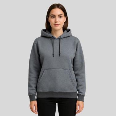 Imagem de Blusa Moletom Feminino com Capuz Unissex Casaco de Frio Canguru - Blus