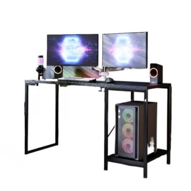 Imagem de Mesa de jogo e escritório em casa e prateleiras de estilo industrial(Preto)