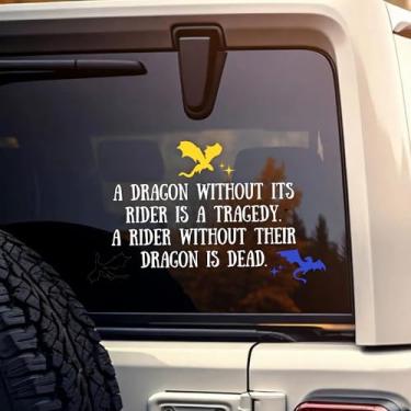 Imagem de Decalque de carro A Dragon Without Its Rider is A Tragedy, Acotar Fourth Wing Dragon, decalques Bookish, adesivo de vinil impermeável de 20 cm para janela de caminhões, acessórios de decoração