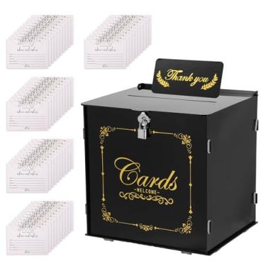 Imagem de ZFLYCANP Caixa de cartão de casamento de acrílico, caixa envelope de carta de grande capacidade com trava segura, caixa de coleção de envelope de cartão de presente, porta-dinheiro, caixa de desejos
