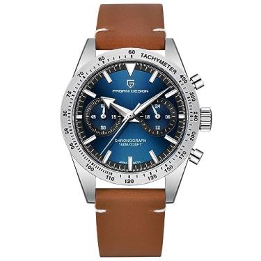 Imagem de HaiQin Pagani Design Watch 1766 Relógio masculino cronógrafo quartzo pulseira de aço inoxidável Japão VK64 movimento 100 m à prova d'água casual relógios esportivos, Couro azul, Casual