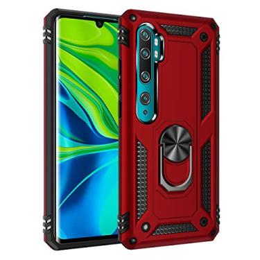 Imagem de SORAKA Capa para Xiaomi Mi Note 10 Lite com suporte de anel capa armadura Xiaomi Mi Note 10 Lite capa traseira de policarbonato rígido com placa de metal para suporte magnético de telefone carro