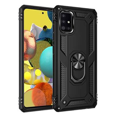 Imagem de SORAKA Capa para Samsung Galaxy A51 5G com suporte de anel capa armadura para Samsung Galaxy A51 5G capa traseira de policarbonato rígido com placa de metal para suporte magnético de telefone carro
