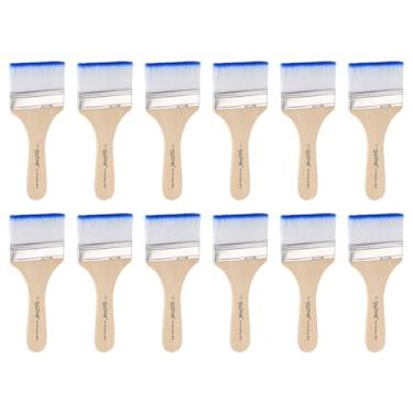 Imagem de HARFINGTON 12 pincéis de tinta plana de 6,6 cm e lascas de nylon com cabo de madeira para pintura de arte faça você mesmo, móveis, cercas, deck, parede, porta, azul, azul