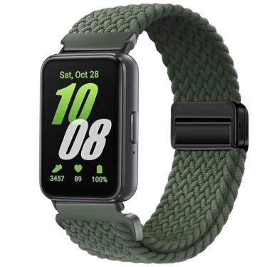 Imagem de Issinlky Pulseira trançada de nylon compatível com Galaxy Fit 3, pulseira de fivela magnética elástica para Galaxy Fit 3 SM-R390