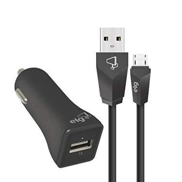 Imagem de KIT CARREGADOR VEICULAR UNIVERSAL 1 SAÍDA USB + CABO RECARGA/SINCRONIZAÇÃO MODELO MICRO USB - 1m, ELG, KT510C1, Preto