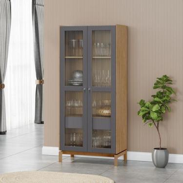 Imagem de Cristaleira 180cm 2 Portas 1 Gaveta 100% Madeira Maciça Barcelona - Fi