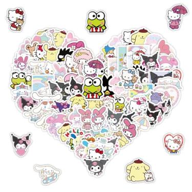 Imagem de 100PCS Sanrio Cartoon Stickers for Kids, Hello Cat Kitty Kuromi Mymelody Cinnamoroll, Travel Case, Phone, Bike, Water Bottle, Guitar, Computer, Skateboard (100 slo)