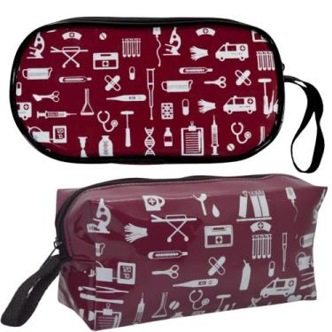 Imagem de Kit Bolsa Enfermagem Case Esteto Capa Aparelho Pressao Luxo - Love Sau