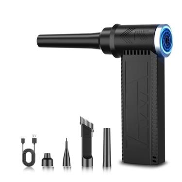 Imagem de Meudeen Espanador de ar elétrico sem fio: Soprador ajustável de 4 velocidades de alta velocidade de 120.000 RPM, limpador de poeira alimentado por bateria recarregável para teclados de PC, eletrônicos