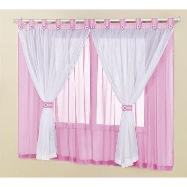 Imagem de Cortina de voal quarto bebê 2,00mx1,70m na cor Rosa Juvenil - EMPÓRIO 