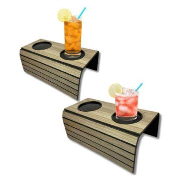 Imagem de Esteira de Sofá Kit 2 Unidades Apoio Porta Copos Madeira Rústica Bande