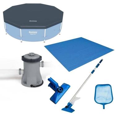 Imagem de Kit Filtro 1.250 Litros/hora + Capa 305 Estrutural + Forro + Kit Limpeza Bestway 220v