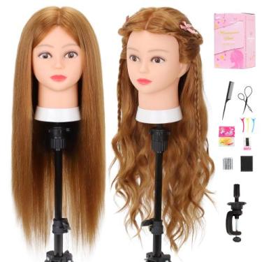 Imagem de Cabeça de manequim ManneQueenHead 80% cabelo real 66-71 cm com suporte
