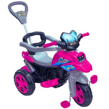 Imagem de Triciclo Infantil Moto com Pedal e Haste  Para Bebês a Partir de 12 Me