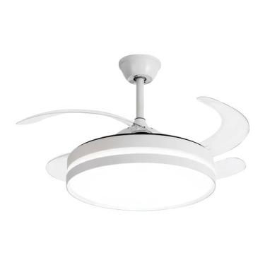 Imagem de Ventilador De Teto Branco Pás Retrátil Moderno Led 3 Cores Silencioso 