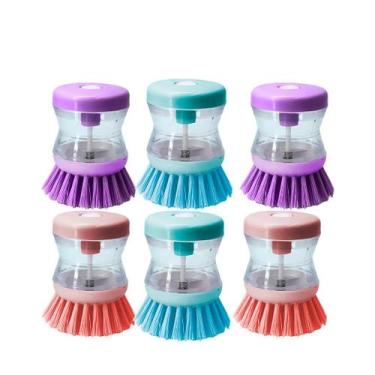 Imagem de Kit 6 Porta Detergente Esponja Bucha Dispenser Pia Suporte 2 em 1 Líqu