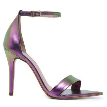 Imagem de Sandália VL Hollywood Holográfica Bico Folha e Salto 8cm - Vitória Lug