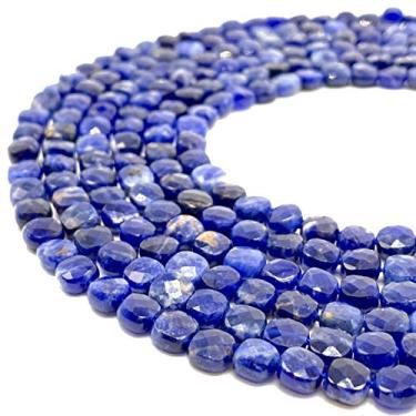 Imagem de ABCGEMS Contas de sodalita africana (um processo de corte revolucionário - mais superfícies para refletir a luz) Energia curativa, microfacetada, corte diamante, quadrado quadriculado, 6 mm minúsculo