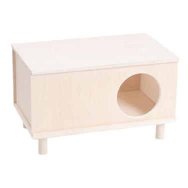 Imagem de Gralara Casa de Madeira para Hamster Habitats para Hamsters Acessórios para Esconderijos Cama para Hamsters Acessórios para Brincar Esconderijo para Pequenos, Grande