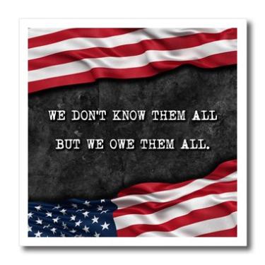 Imagem de 3dRose We Do Know Them All But We Owe Them All Veterans Patriotic Quote Iron On Heat Transfer, 25,4 cm