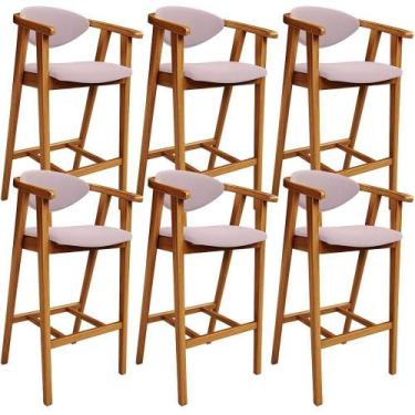 Imagem de Kit 06 Banquetas Alta Para Cozinha Bancada Bar Sala De Jantar Fixa Cec
