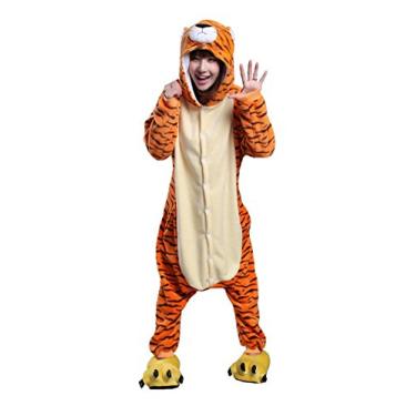 Imagem de Honeystore Pijama adulto unissex tigre fantasia de Halloween cosplay animal 1 peça, Tigre, X-Large