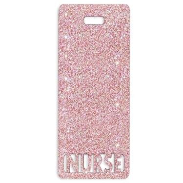 Imagem de Emblema de enfermeira estendido amigo vertical fofo crachá amigo para enfermeiras colorido e glitter acrílico etiqueta de enfermeira tamanho perfeito para identificação de enfermagem estendida