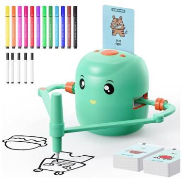 Imagem de Robô de Desenho Interativo Educativo para Crianças - Brinquedo de Aprendizado Montessori com 100 Cartões de Palavras