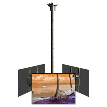 Imagem de ENJOYOU Suporte de TV de teto triplo - rotação 360, suporte de tela plana/curva, 15 inclinações, capacidade de carga de 140 kg, TVs de 32 a 65 polegadas