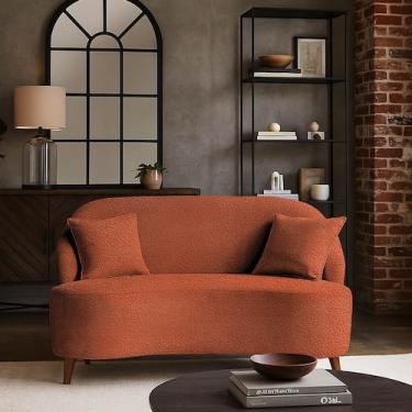 Imagem de Sofá Orgânico Curvo 2 Lugares Feijão Bouclé - BL Decor, TerraCota