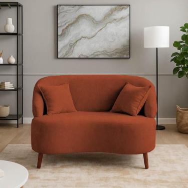 Imagem de Sofá Orgânico Curvo 2 Lugares Feijão Suede - BL Decor, TerraCota