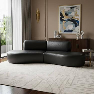 Imagem de Sofá Orgânico Módulo Curvo Savana Corino Modena Preto - Montanari`s Decor