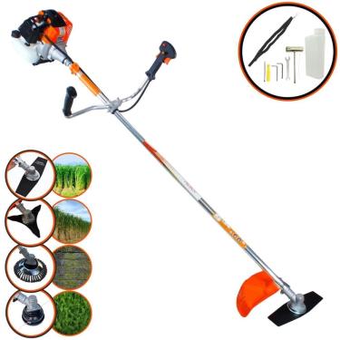 Imagem de Roçadeira Podador de Grama Vulcan VR430S À Gasolina 43cc 1,7HP Com Carretel Nylon + Lâmina Facão + Lâmina 3 Pontas + Escova Circular de Aço 38 Cerdas