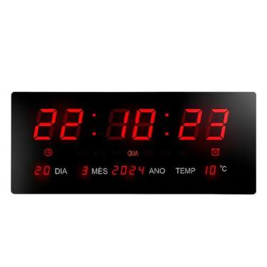 Imagem de Relógio de Parede Digital LED Grande com Função Termômetro e Data em P
