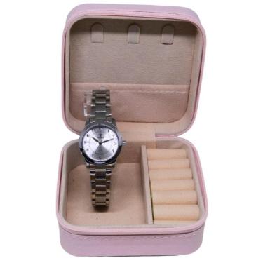 Imagem de Relógio Tuguir Feminino Ref: Tg30390 Prateado Estojo Porta Jóias