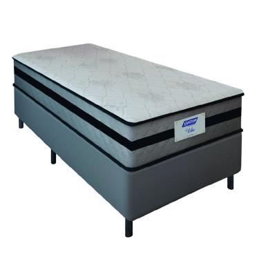 Imagem de Cama Box Solteiro Gazin com Molas Ensacadas Vibe 88x188x60cm Cinza/Preto