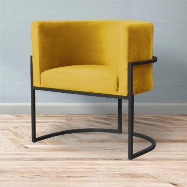 Imagem de Poltrona Decorativa Recepção Base Preta Luna Veludo - Straso Móveis, V