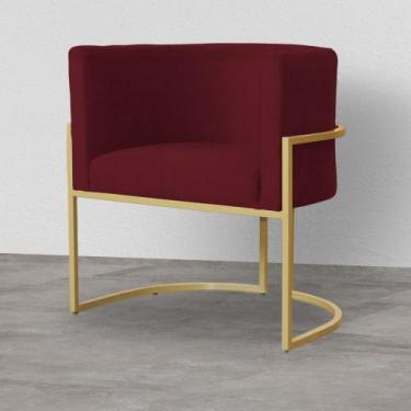 Imagem de Poltrona Decorativa Luna Base Dourada - Straso, Suede Bordo