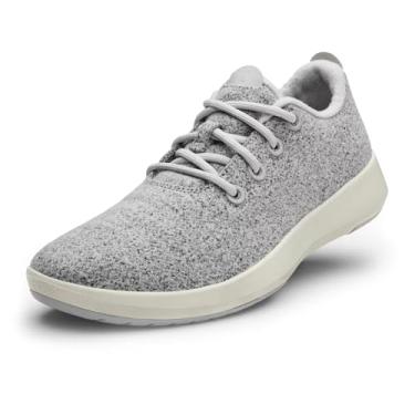 Imagem de Allbirds Tênis masculino de lã Runner Mizzles impermeável respirável casual feito com lã merino ecológica, Cinza-claro (sola branca natural), 46