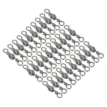 Imagem de Barril de pesca giratório, 50 peças 12,7 kg aço carbono sólido anel terminal tackle, preto