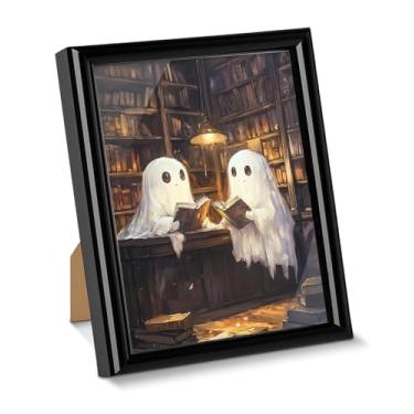 Imagem de Pôster de arte de parede fantasmas assustadores fantasmas góticos na biblioteca quadro impresso quadro escuro Academia quadro emoldurado para sala de leitura em casa, biblioteca, prateleira de parede