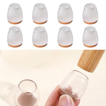 Imagem de 8 peças de protetores de perna de cadeira de silicone silenciosos protetores de chão para almofadas de pernas de cadeira para pisos duros transparentes