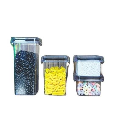 Imagem de Potes Hermeticos para Mantimentos,Conjunto de Potes HerméTicos em AcríLico Cristal Com Trava E Design EmpilháVel - Organizador para Mantimentos(Kit E (4 Peças))